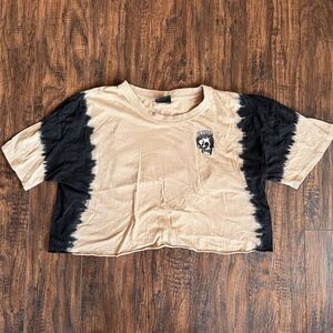 Empyre Crop Top Tshirt Women’s XL Tan Black Skulls From Death To Birth Goth Tee‎